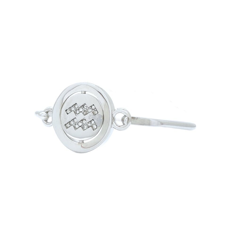 Carolee Aquarius Zodiac Sign Silver Tone Double Sided Charm Bangle Bracelet